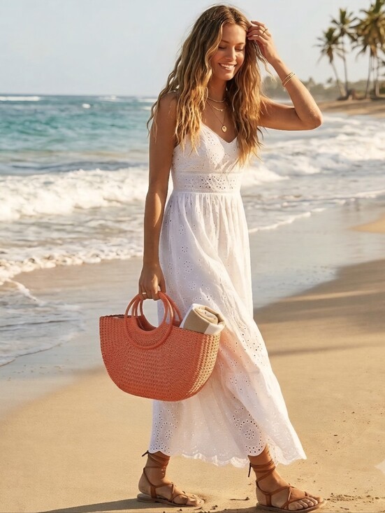 Handbags - Coral Orange Woven Straw Half Moon Tote Bag Round Top Handle Summer Beach Boho